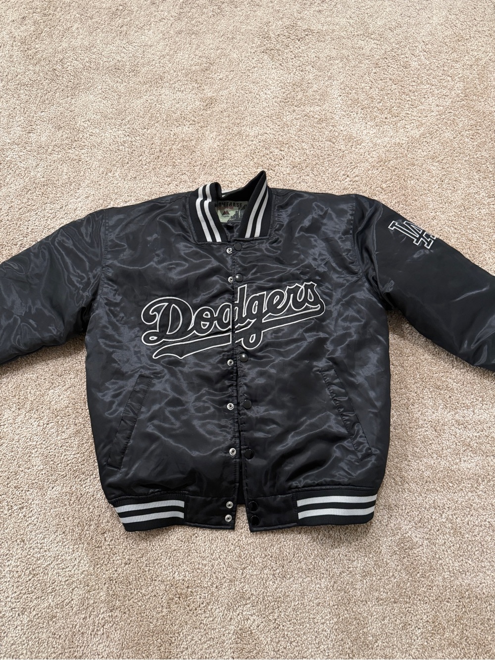 Los Angeles Dodgers Black Satin Bomber Jacket vintage